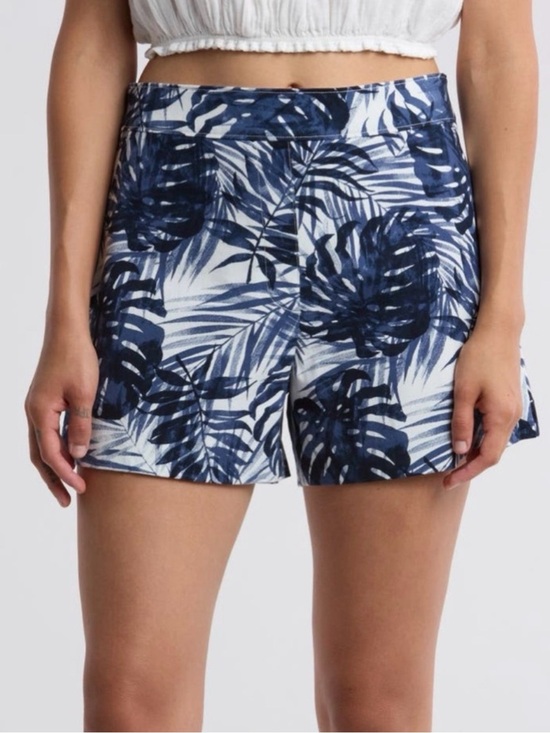 SPANX Pants - SPANX *NWT* Navy & White Tropical Leaf High-Rise Pull-On Shorts - XL